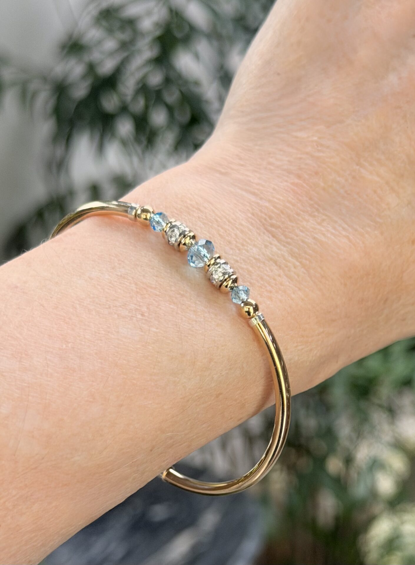 Vienna Aquamarine Austrian Crystal Gold Filled Bracelet - Image 2