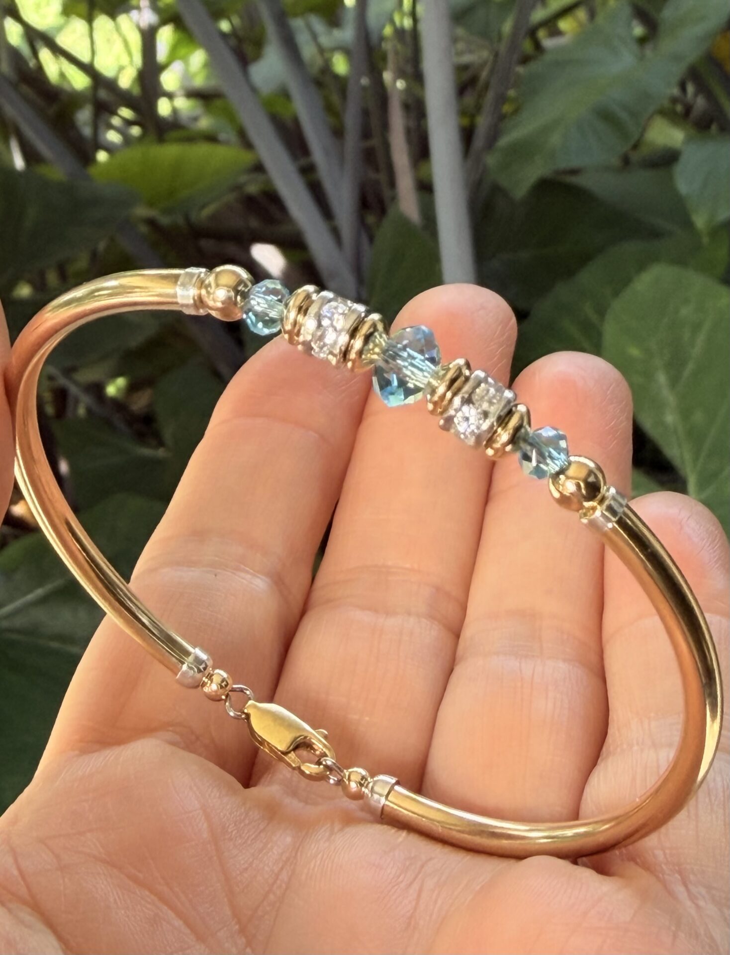 Vienna Aquamarine Austrian Crystal Gold Filled Bracelet - Image 3
