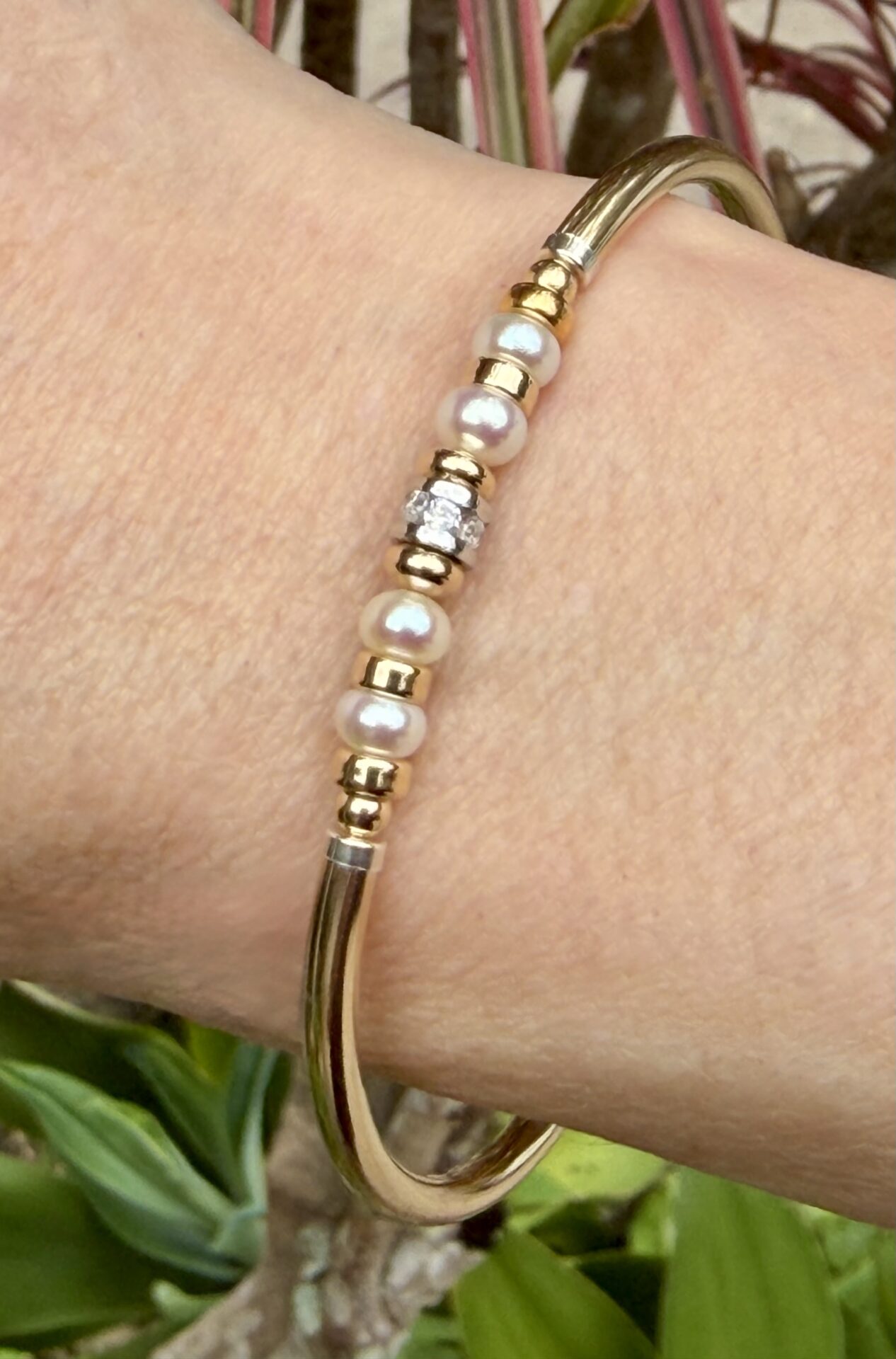 Nikki White Pearl Gold Filled Bracelet - Image 3