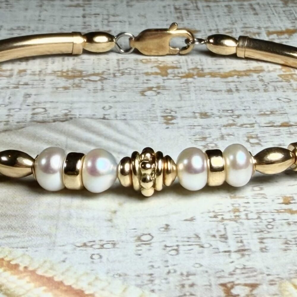 Charlie White Pearl Gold Filled Bracelet