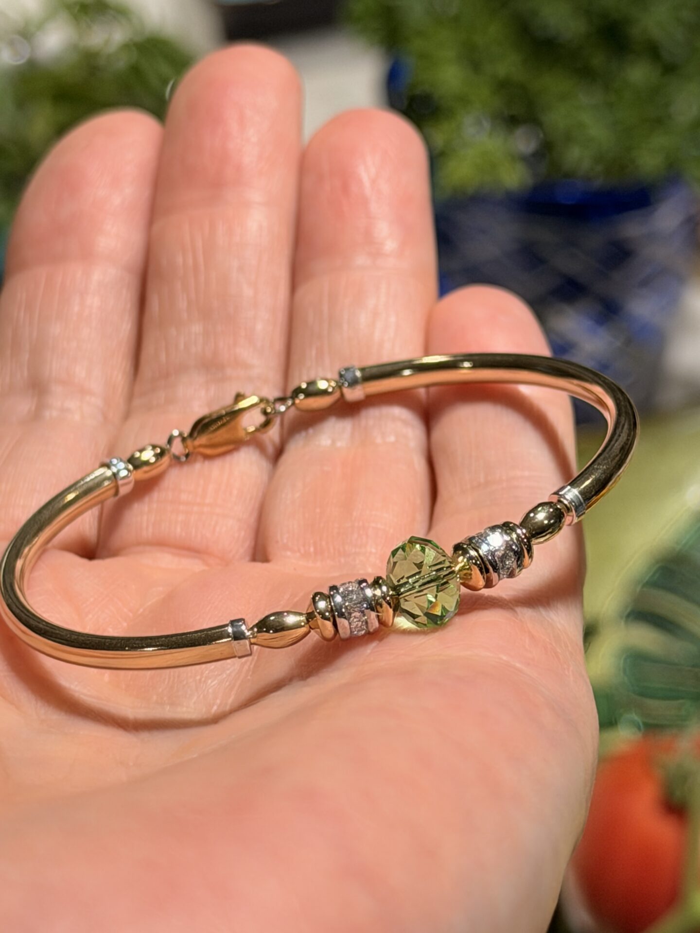 Carla Peridot Austrian Crystal Gold Filled Bracelet - Image 3