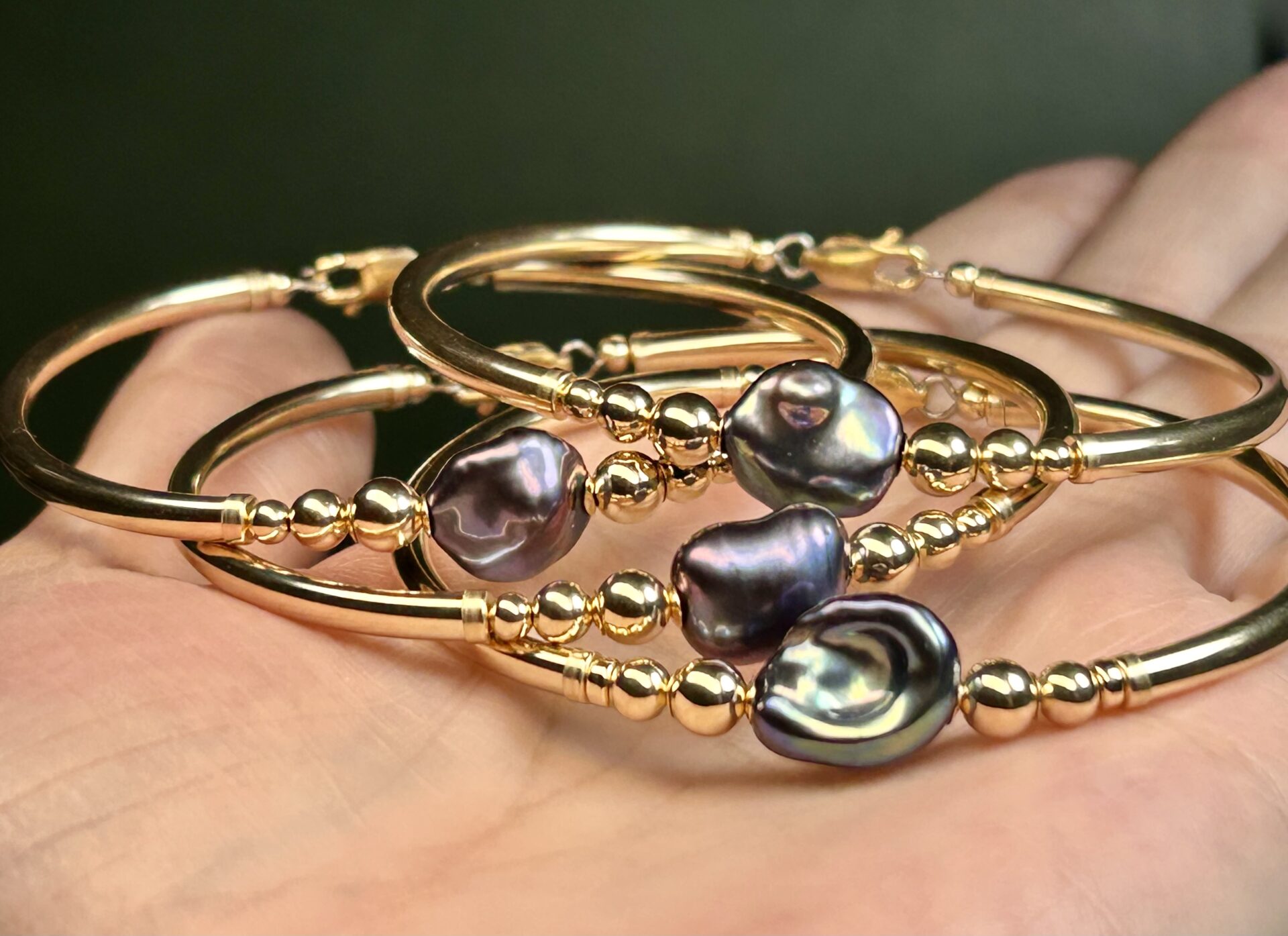 Keshi Black Pearl Gold Filled Bracelet - Image 4
