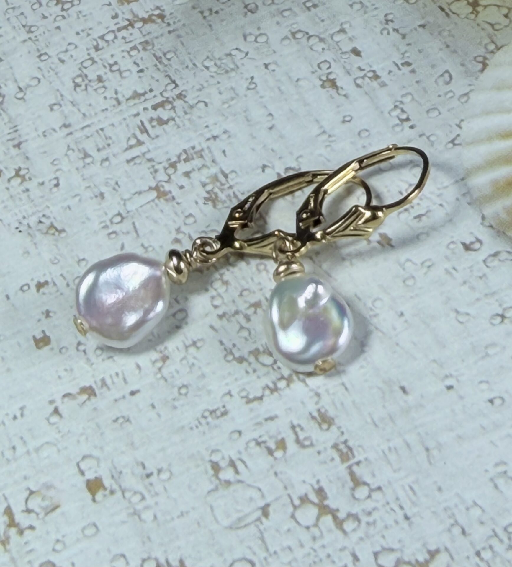Keshi Pearl Mini Gold Filled Hoops - Image 3