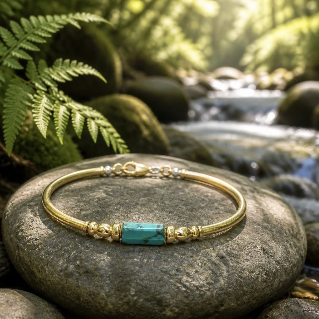Turquoise Rectangle Gold Filled Bracelet