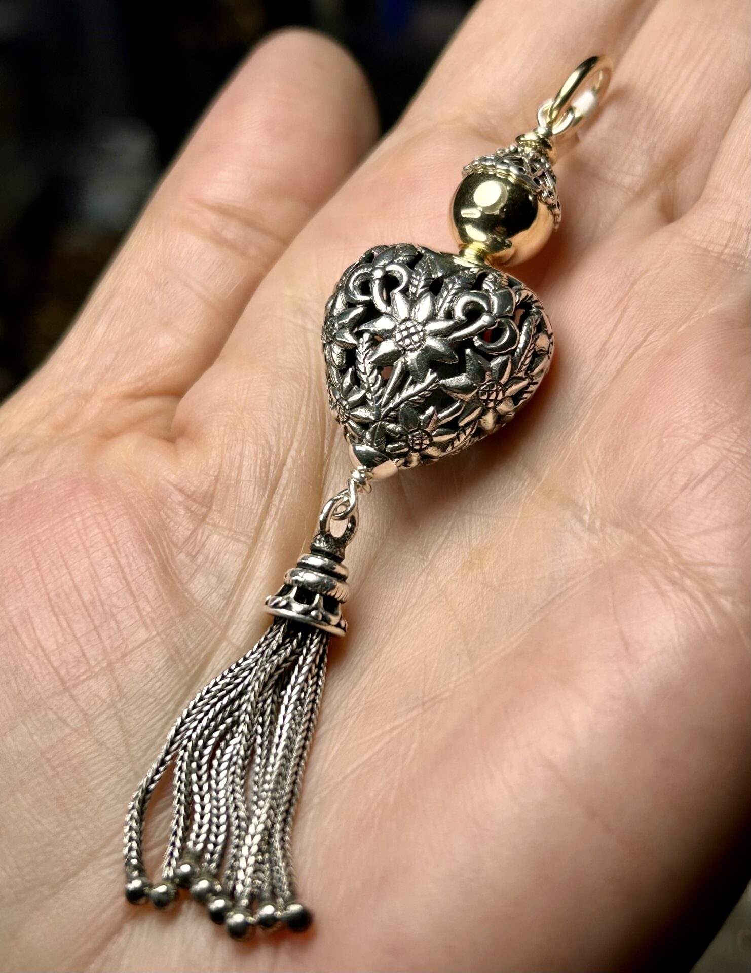 Athena Heart Tassel Pendant - Image 2
