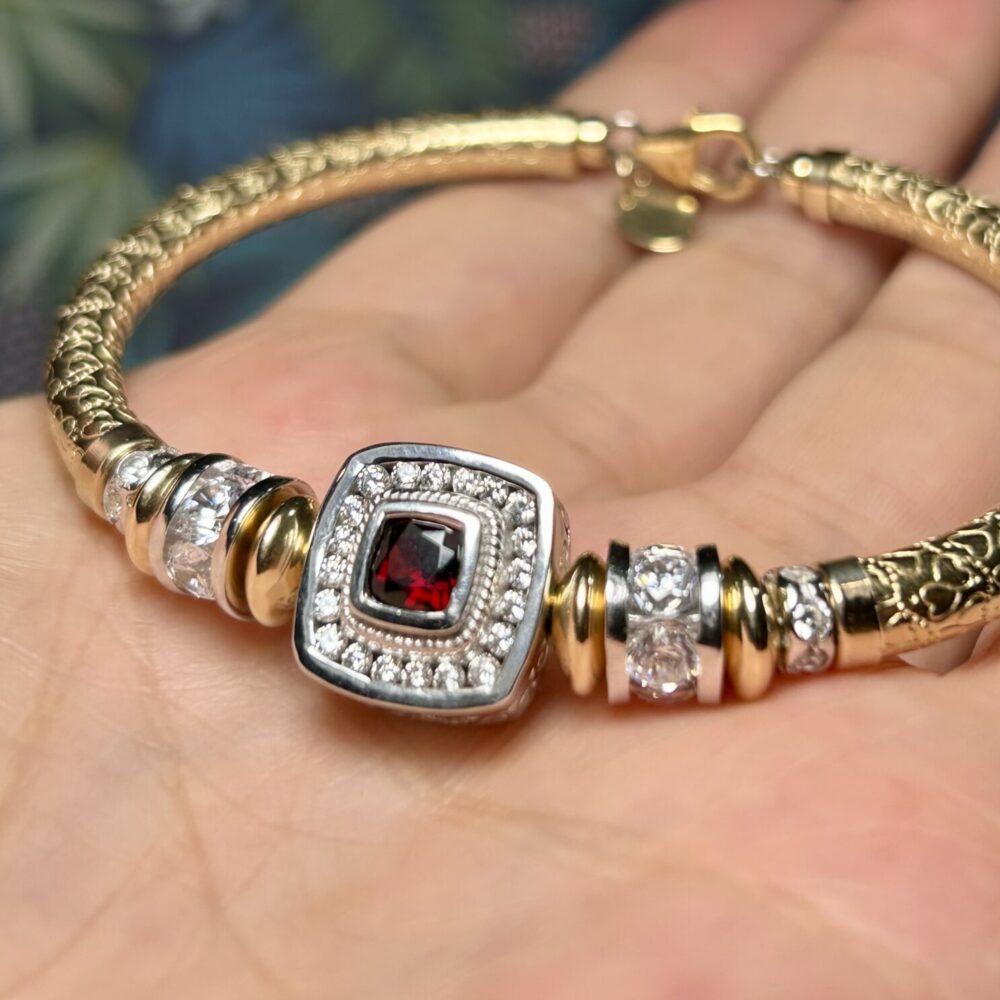 Bianca Gem Wide Band Gold Filled Bracelet