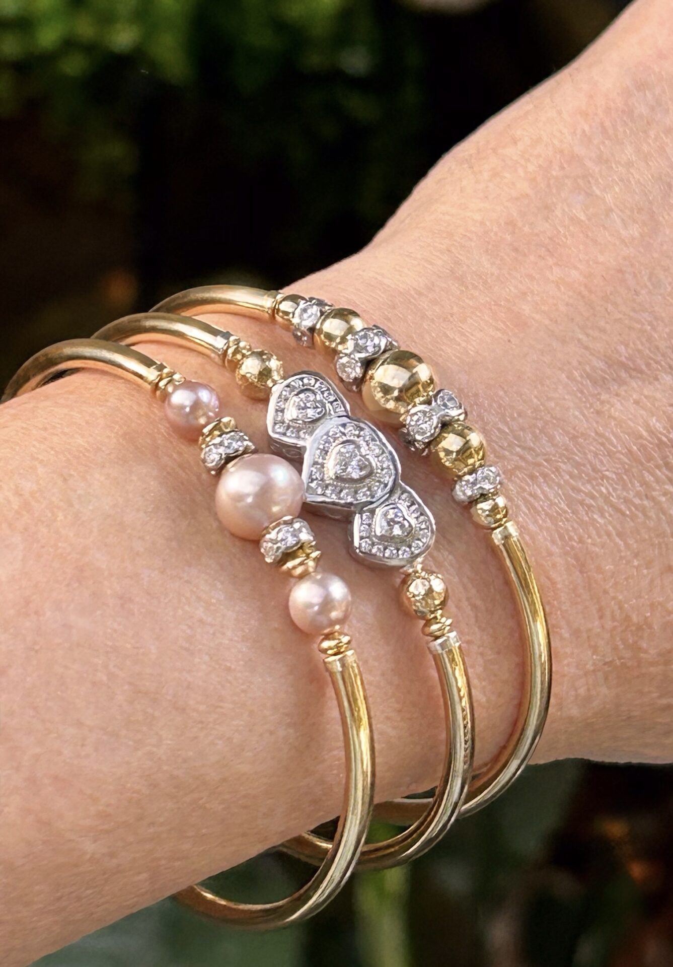 Annabella Tri Heart Cz Gold Filled Bracelet - Image 3