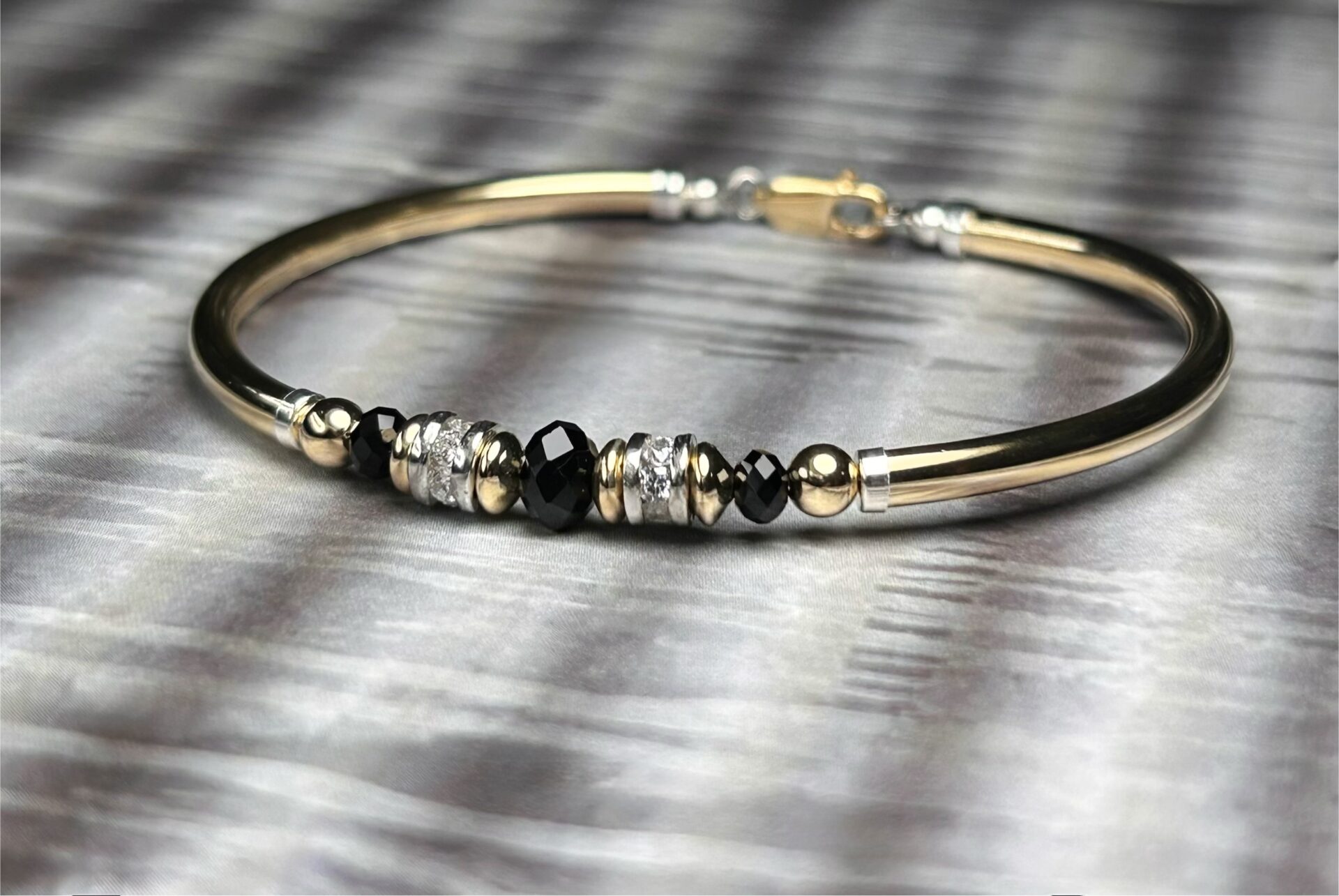Vienna Black Austrian Crystal Gold Filled Bracelet - Image 3
