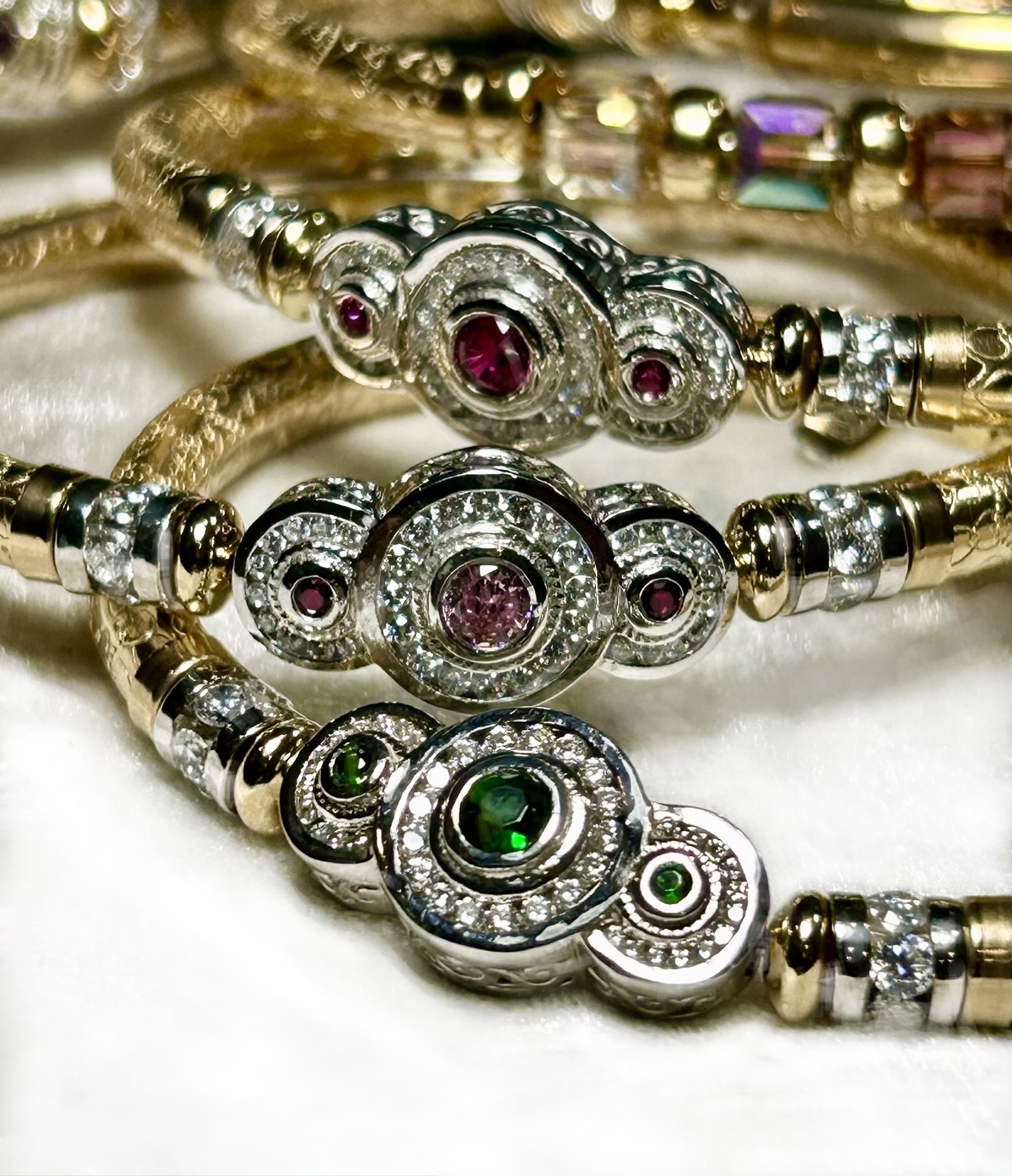 Tri Anastasia Ruby Wide Band Gold Filled Bracelet - Image 3