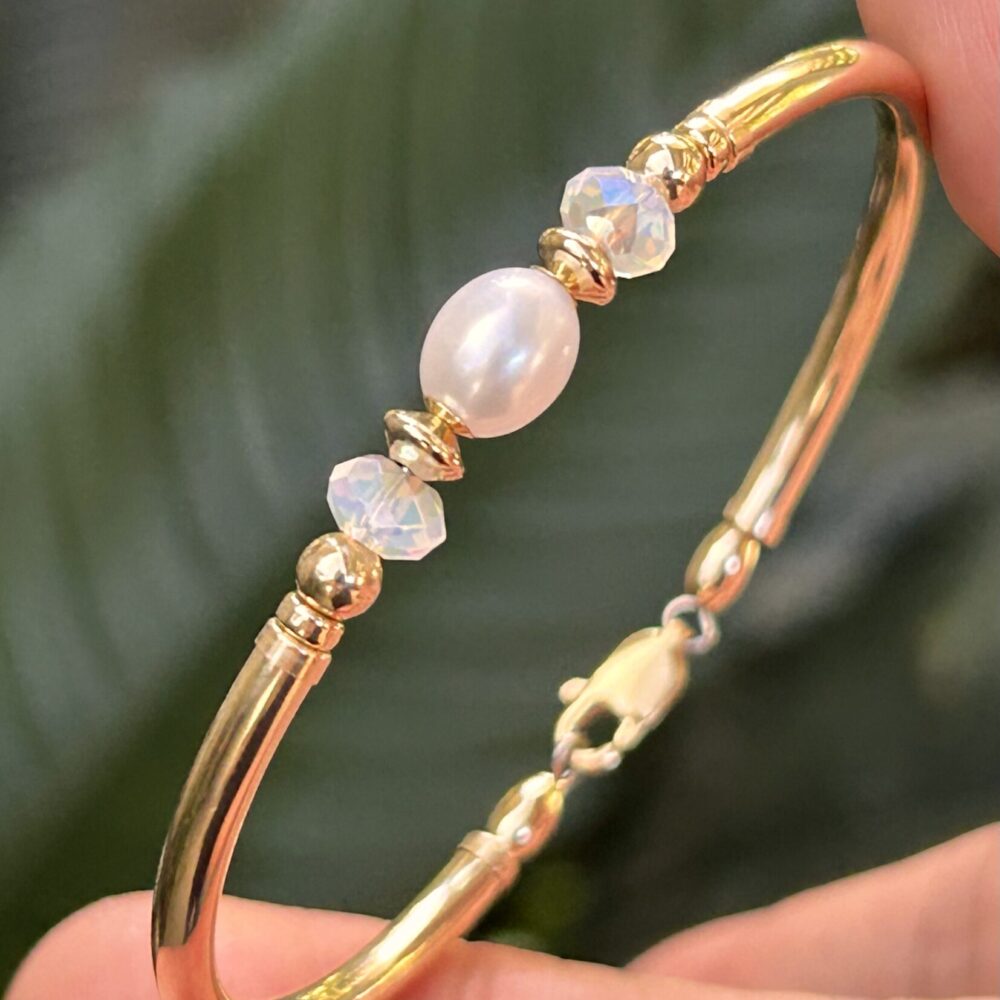 Lena White Pearl Gold Filled Bracelet