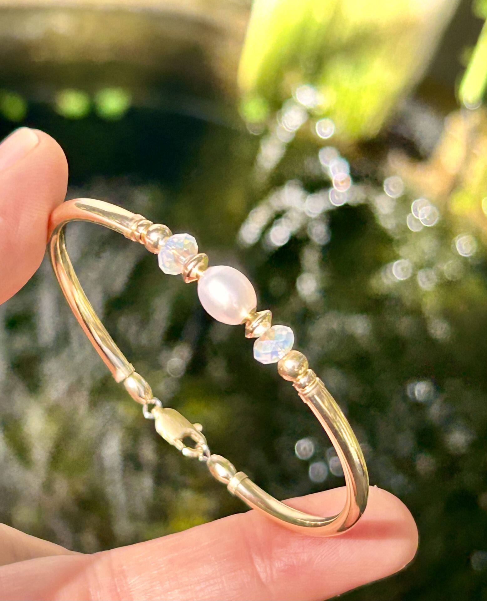 Lena White Pearl Gold Filled Bracelet - Image 3