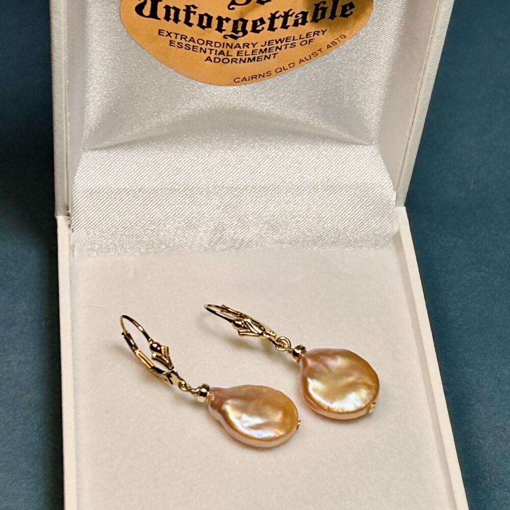 Pearl Teardrop Gold Filled Lever Back Hook Earrings