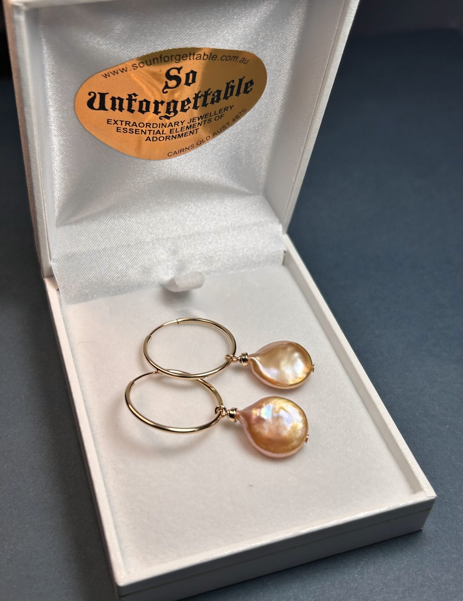 Peach Tear Drop Gold Filled Hoops