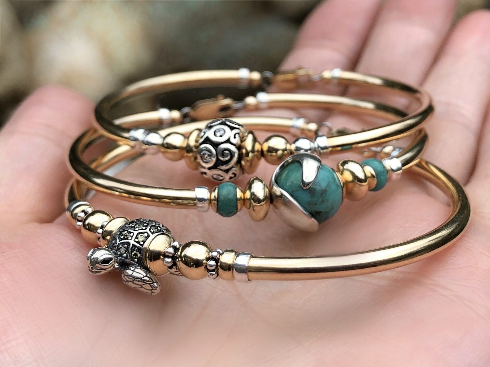 Green Sea Turtle Gold Filled Bracelet - Image 5