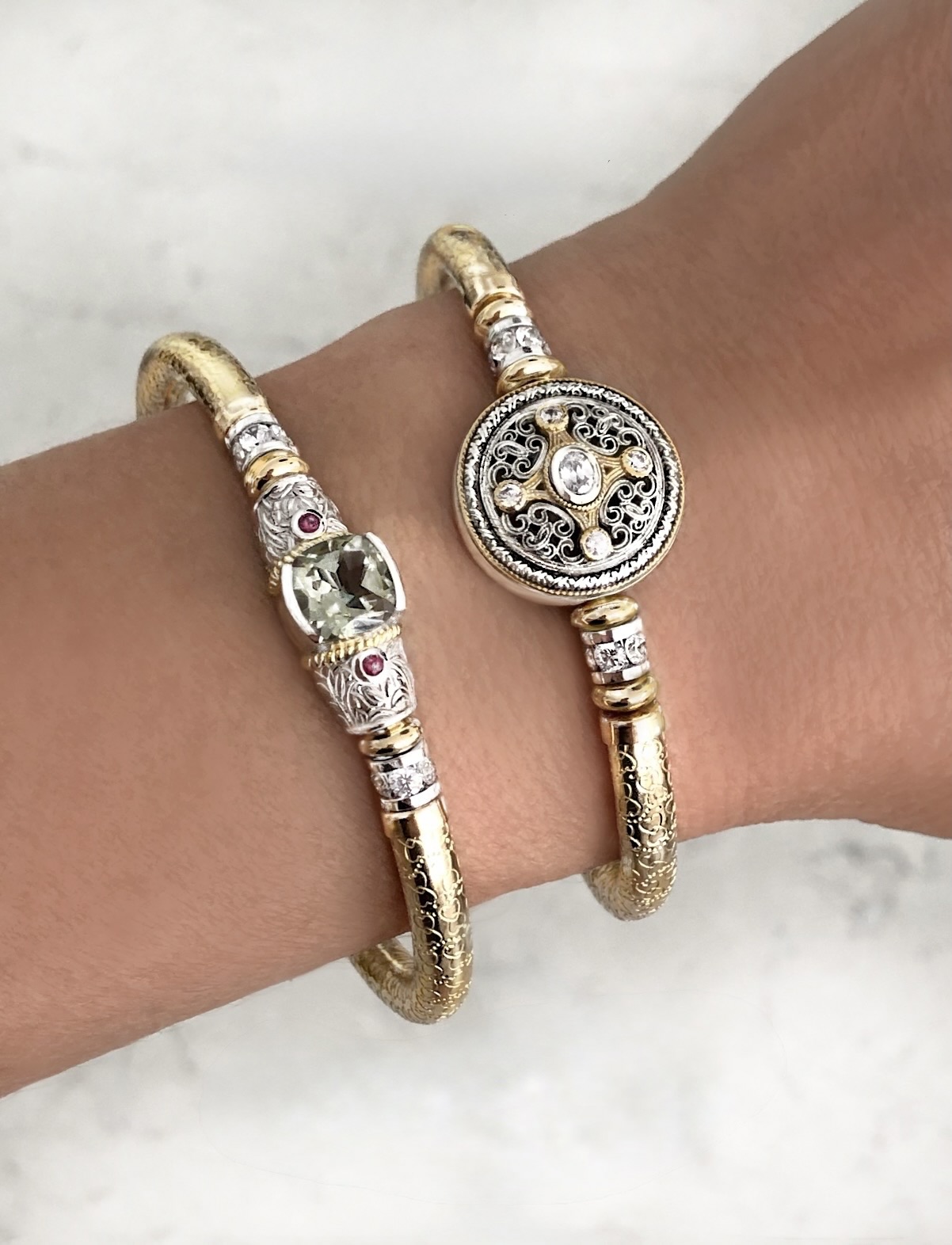 Mina Cubic Zirconia Wide Band Gold Filled Bracelet - Image 5