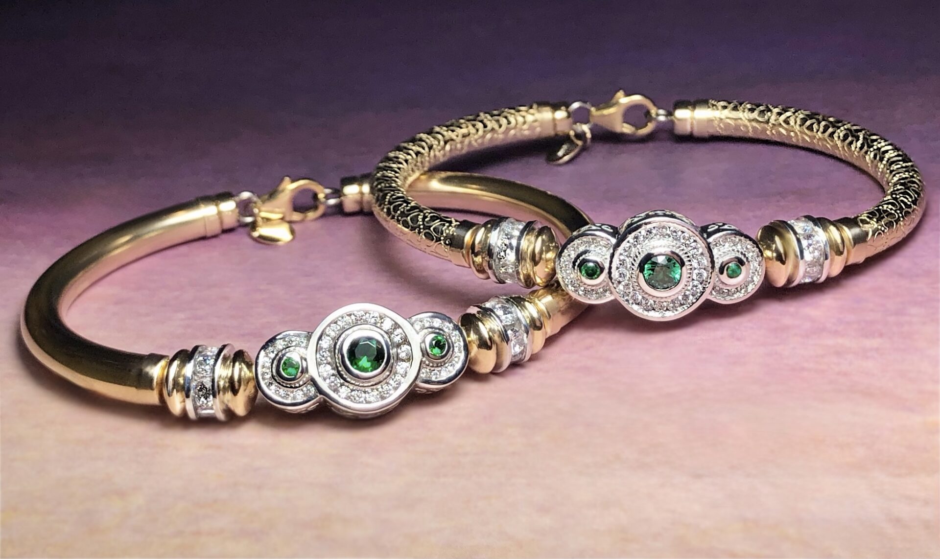 Tri Anastasia Emerald Wide Band Gold Filled Bracelet - Image 3