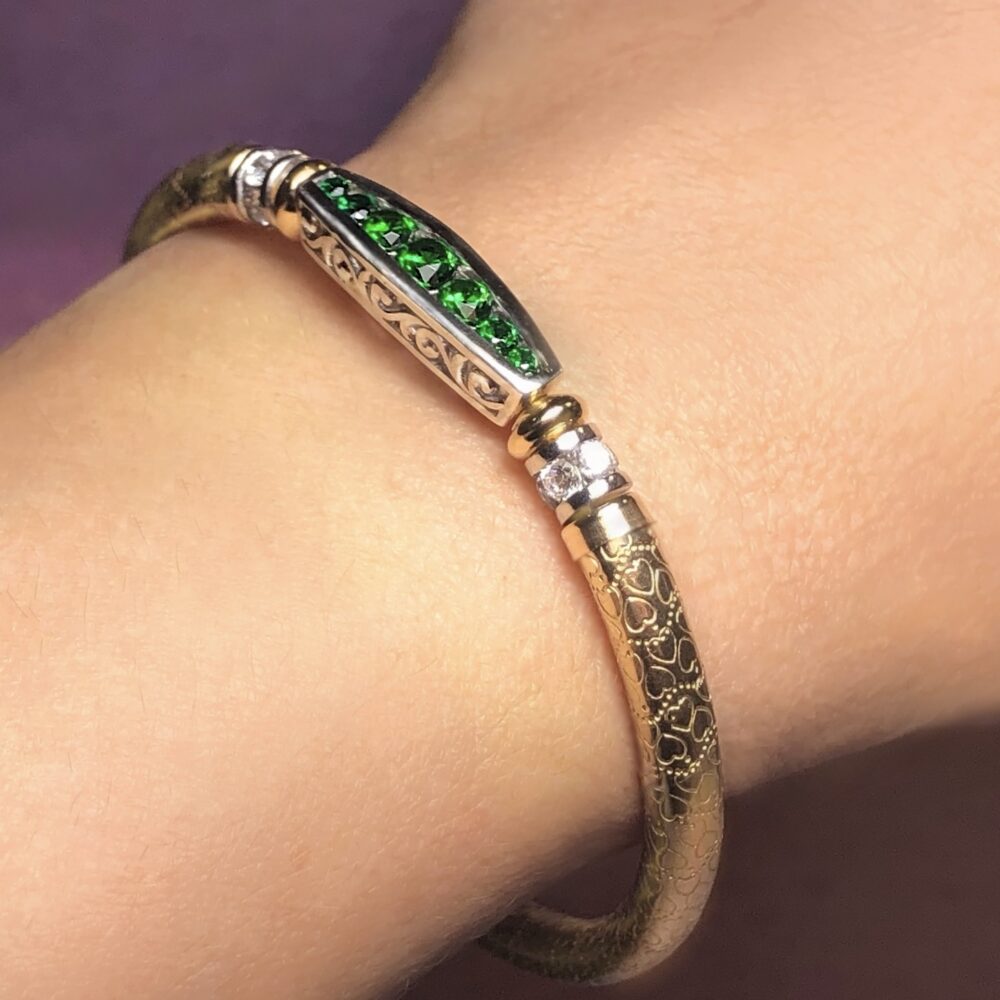 Emilie Gem Wide Band Gold Filled Bracelet