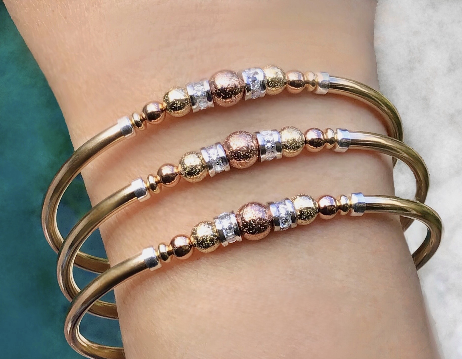 Amirah Tri Colour Cz Gold Filled Bracelet - Image 7