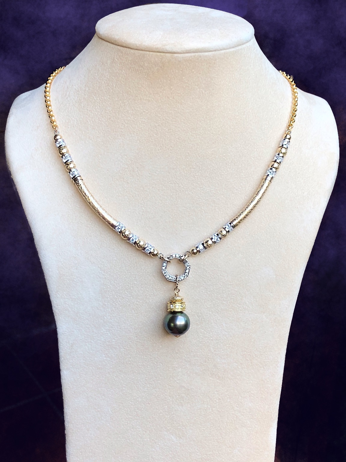 Necklace Pearl Tahitian Black Ari 14K Gold Filled