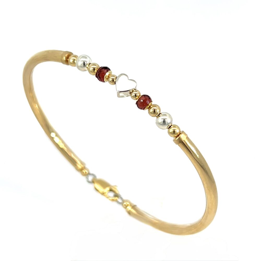 Garnet Tiffany Heart Gold Filled Bracelet