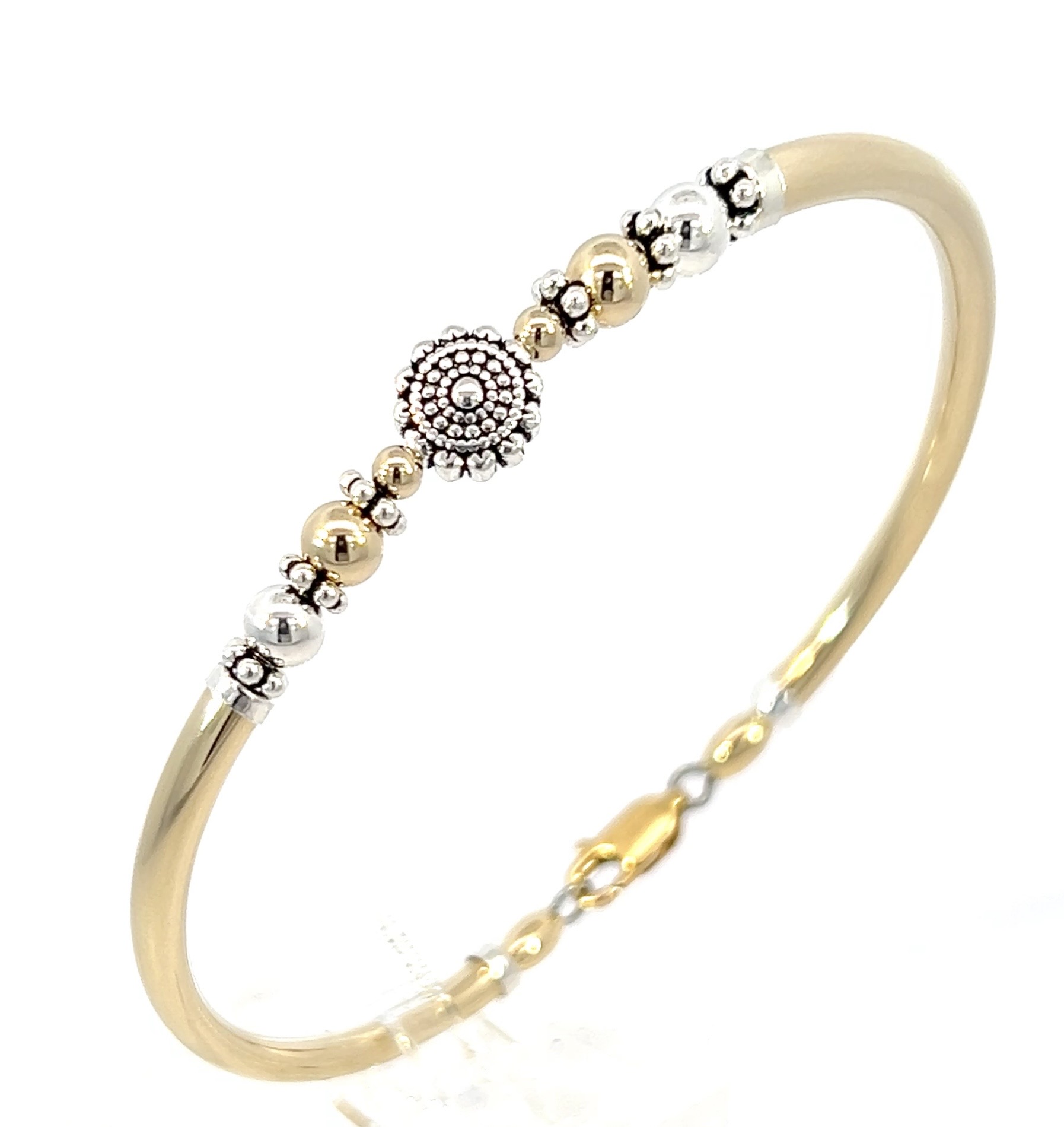 Mandala 2 Tone Gold Filled Bracelet