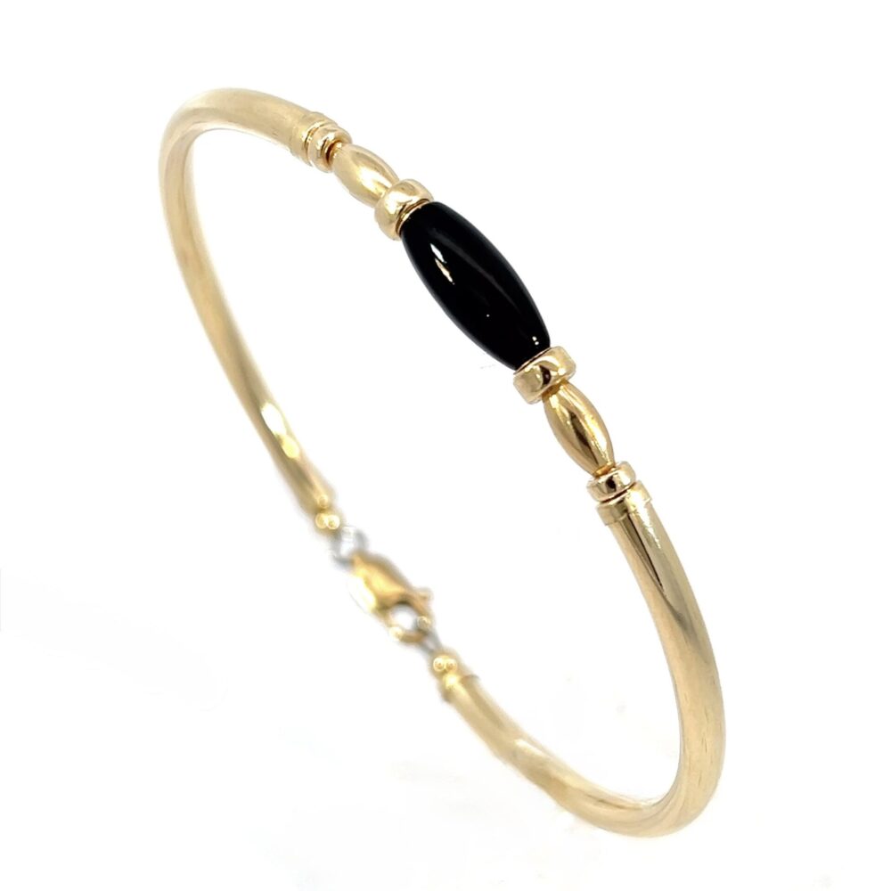 Black Onyx Oval Gold Filled Bracelet