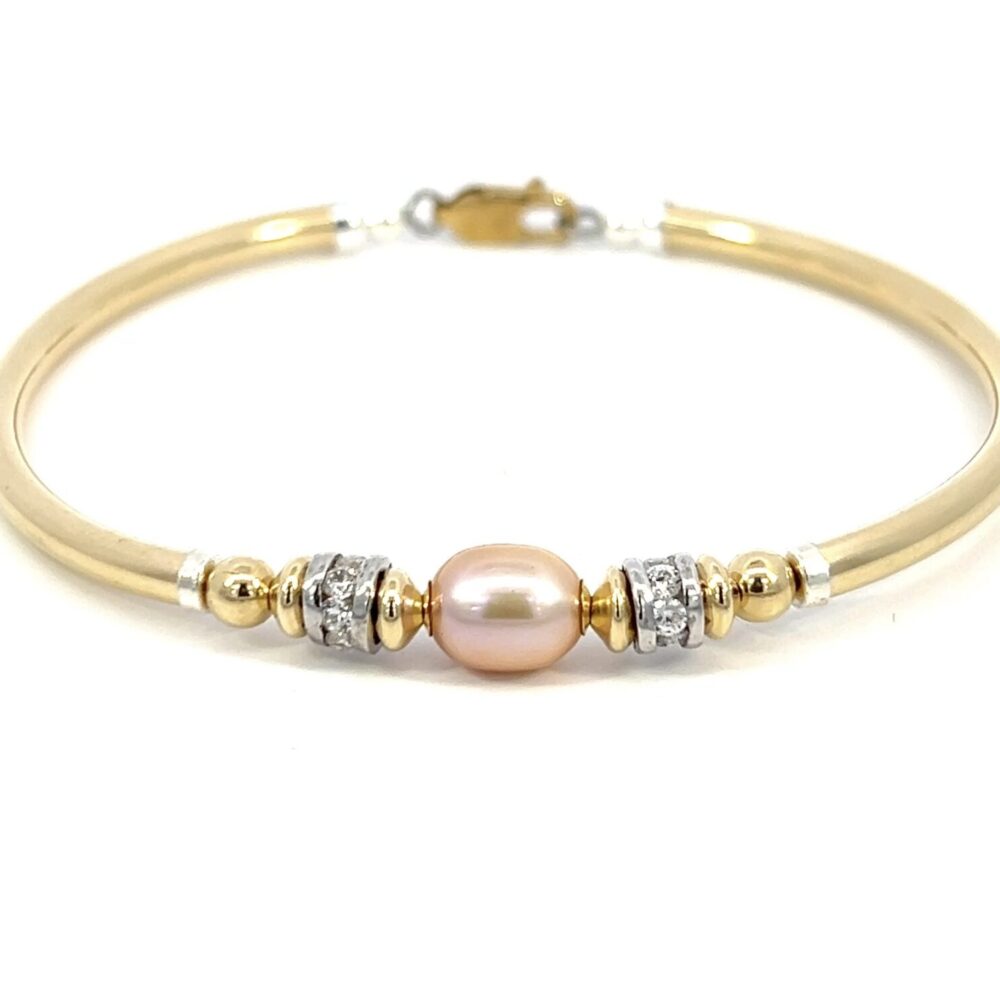 Ella Pink Pearl, CZ and Gold Filled Bracelet