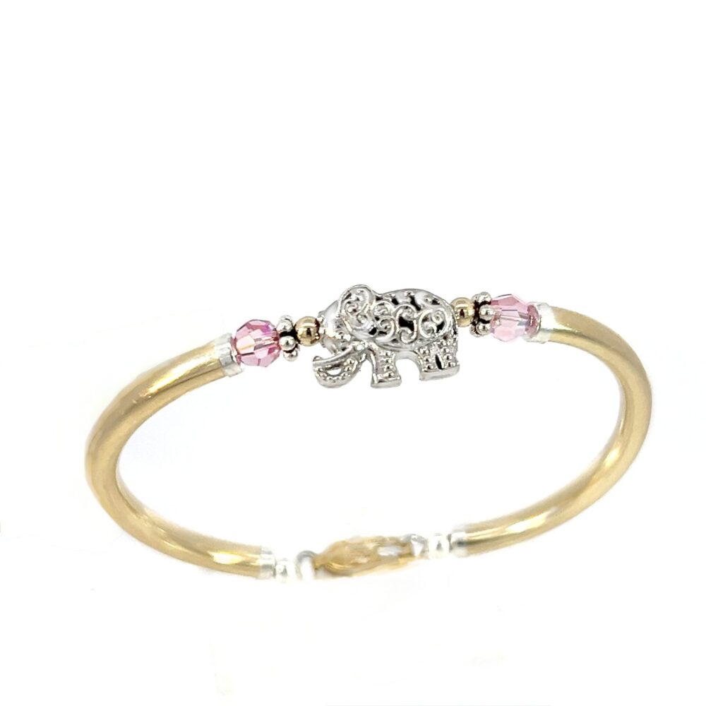 Baby Pink Crystal Elephant Gold Filled Bracelet