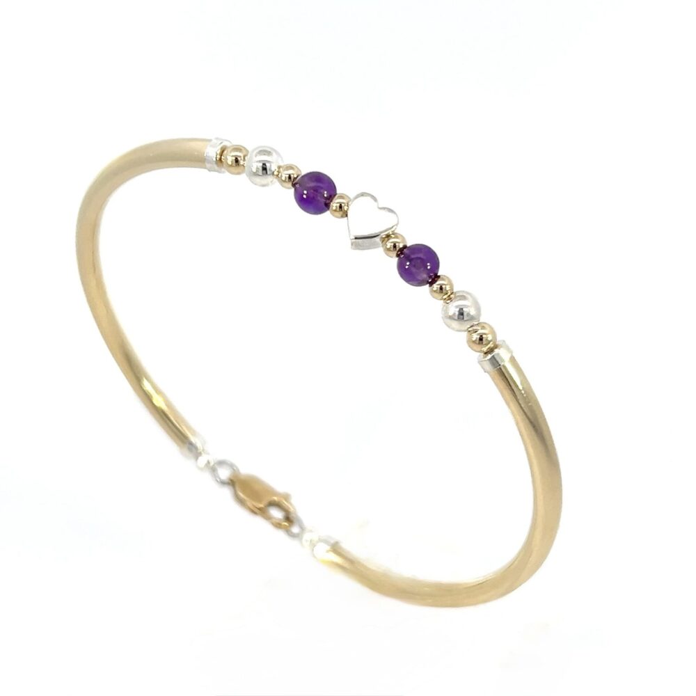 Amethyst Tiffany Heart Gold Filled Bracelet