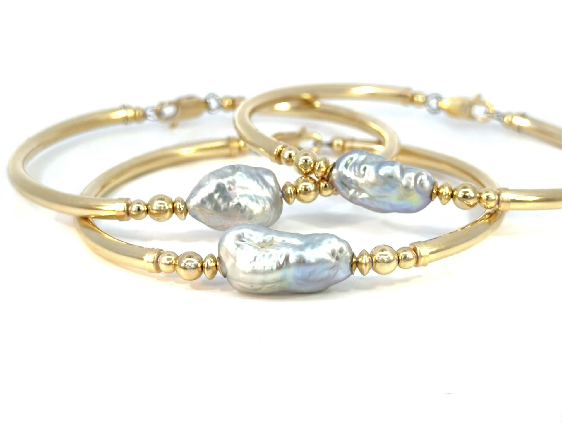 Keshi Platinum Blue Pearl Gold Filled Bracelet - Image 2