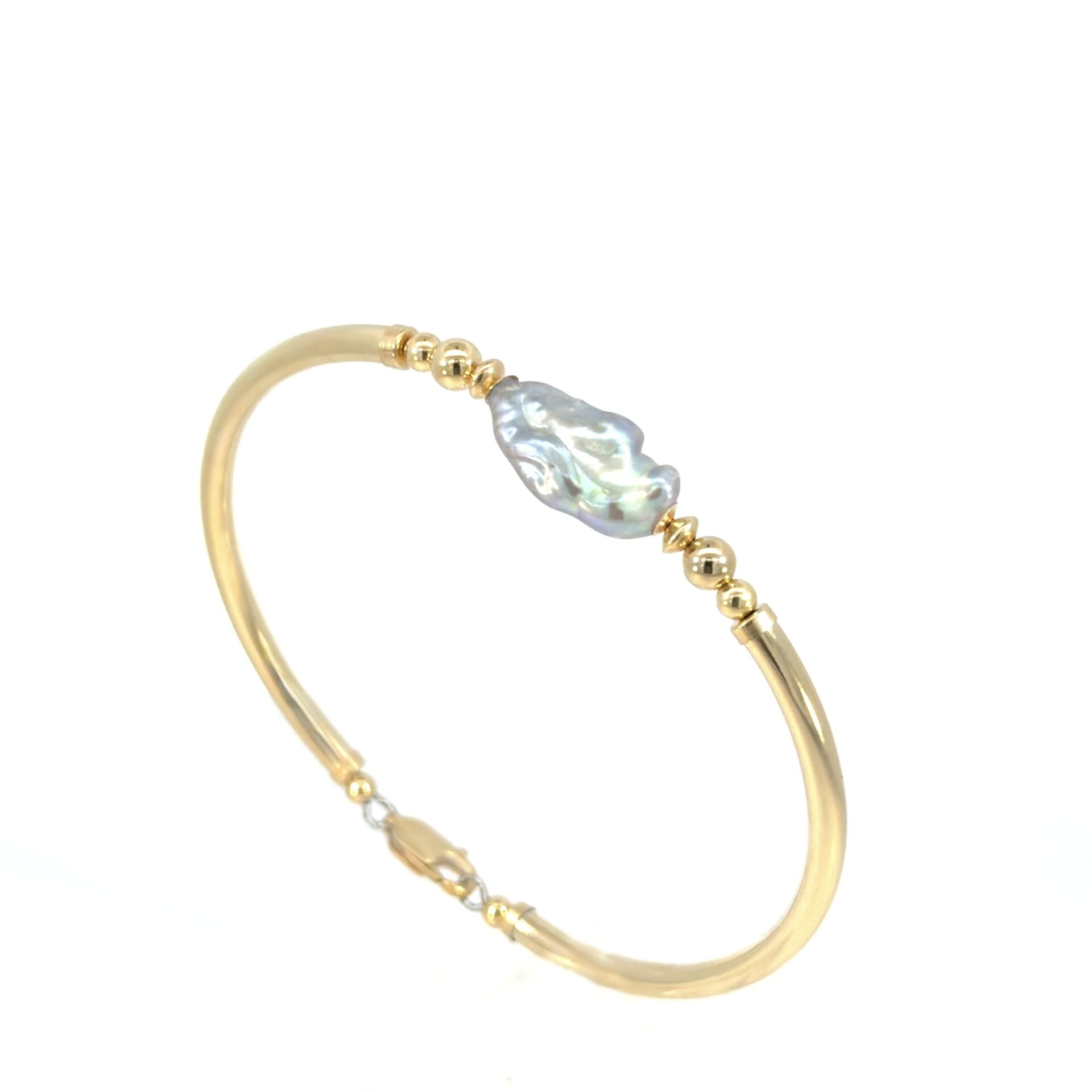 Keshi Platinum Blue Pearl Gold Filled Bracelet - Image 4