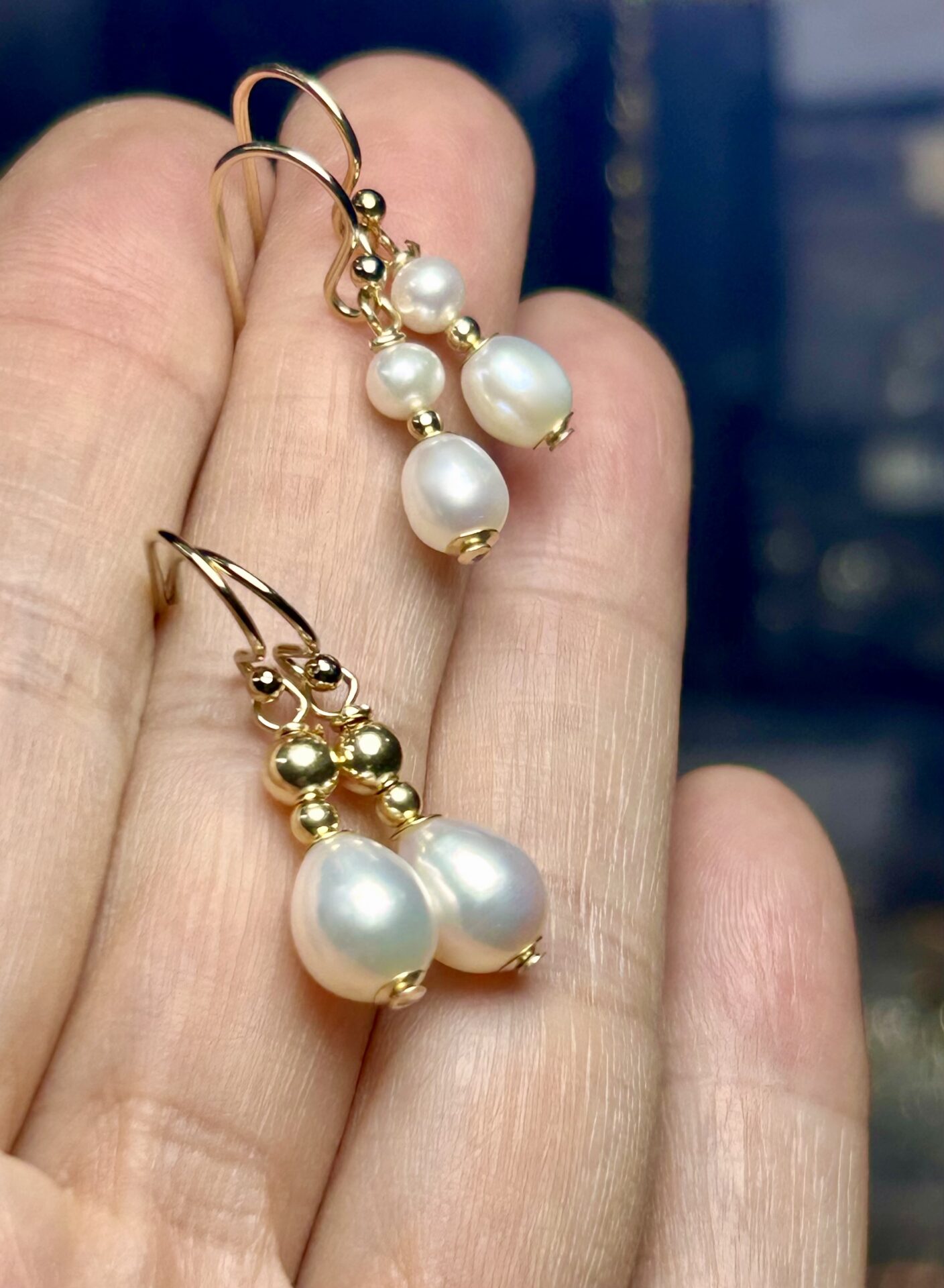White Pearl Pia Gold Filled Earrings