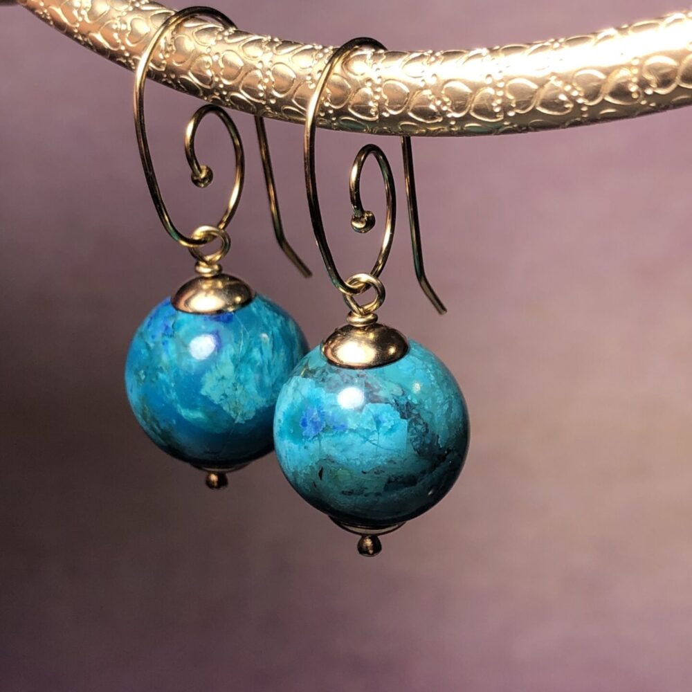 Turquoise Round Gold Filled Earrings