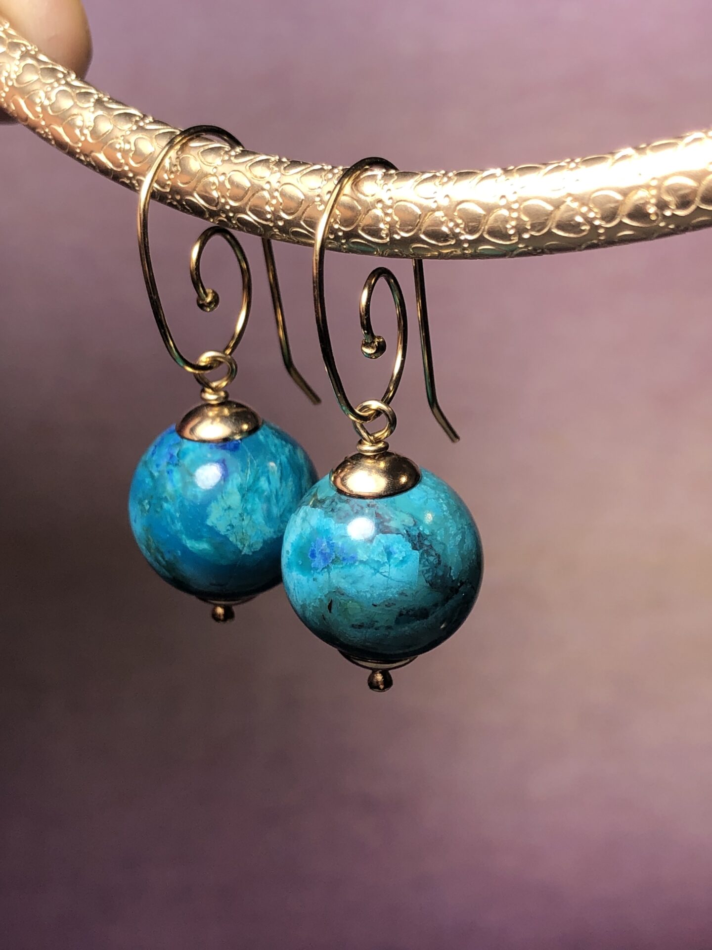 Turquoise Round Gold Filled Earrings