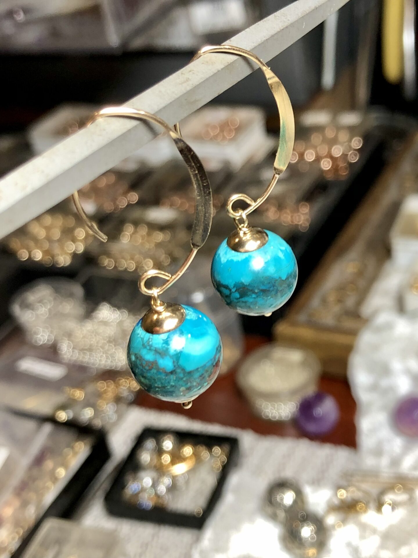 Turquoise Round Gold Filled Earrings - Image 4