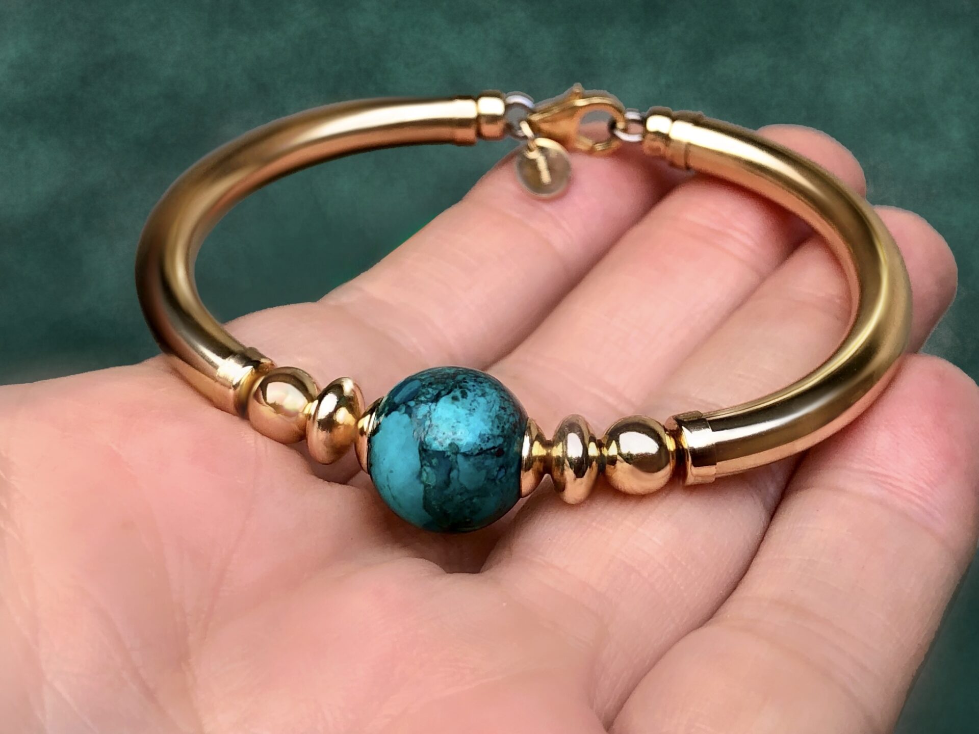Turquoise Round Gold Filled Earrings - Image 2