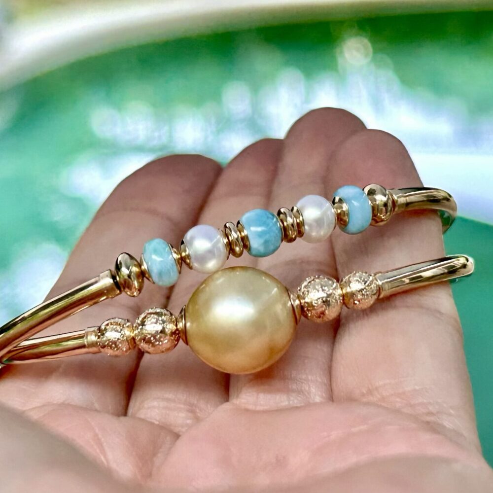 Round Golden South Sea Pearl Gold Filled Bracelet