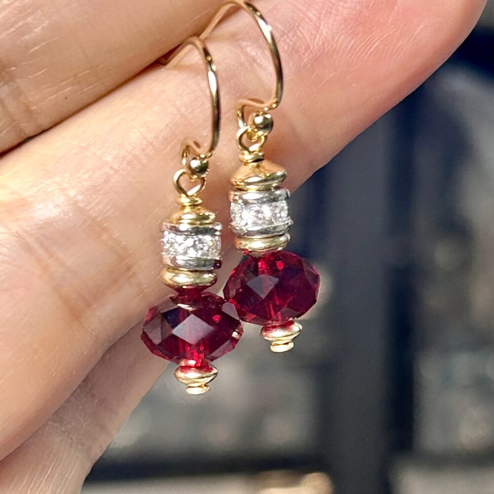 Carla Red CZ Gold Filled Earrings
