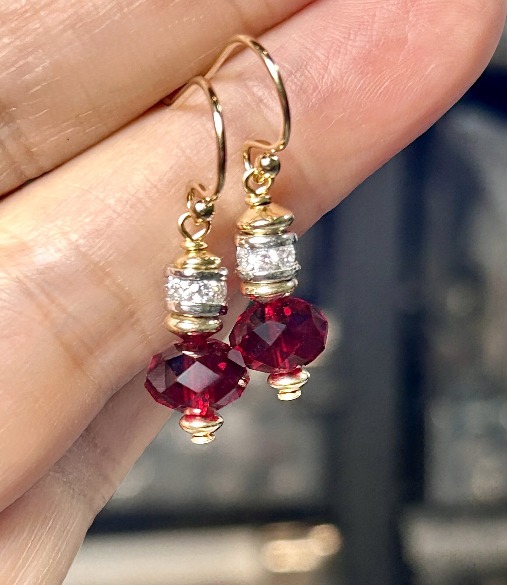 Carla Red CZ Gold Filled Earrings