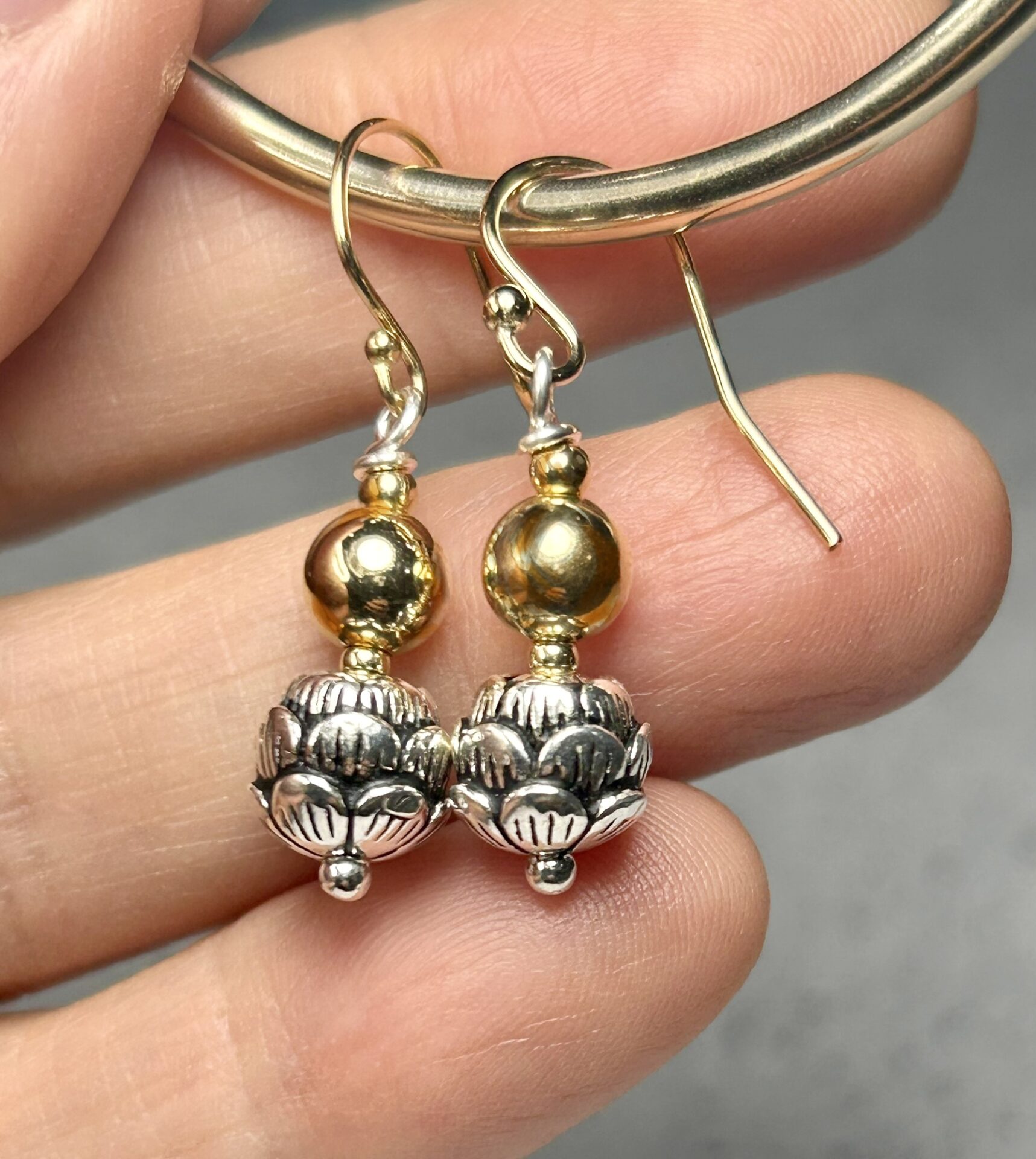 Lotus 2 Tone Earrings