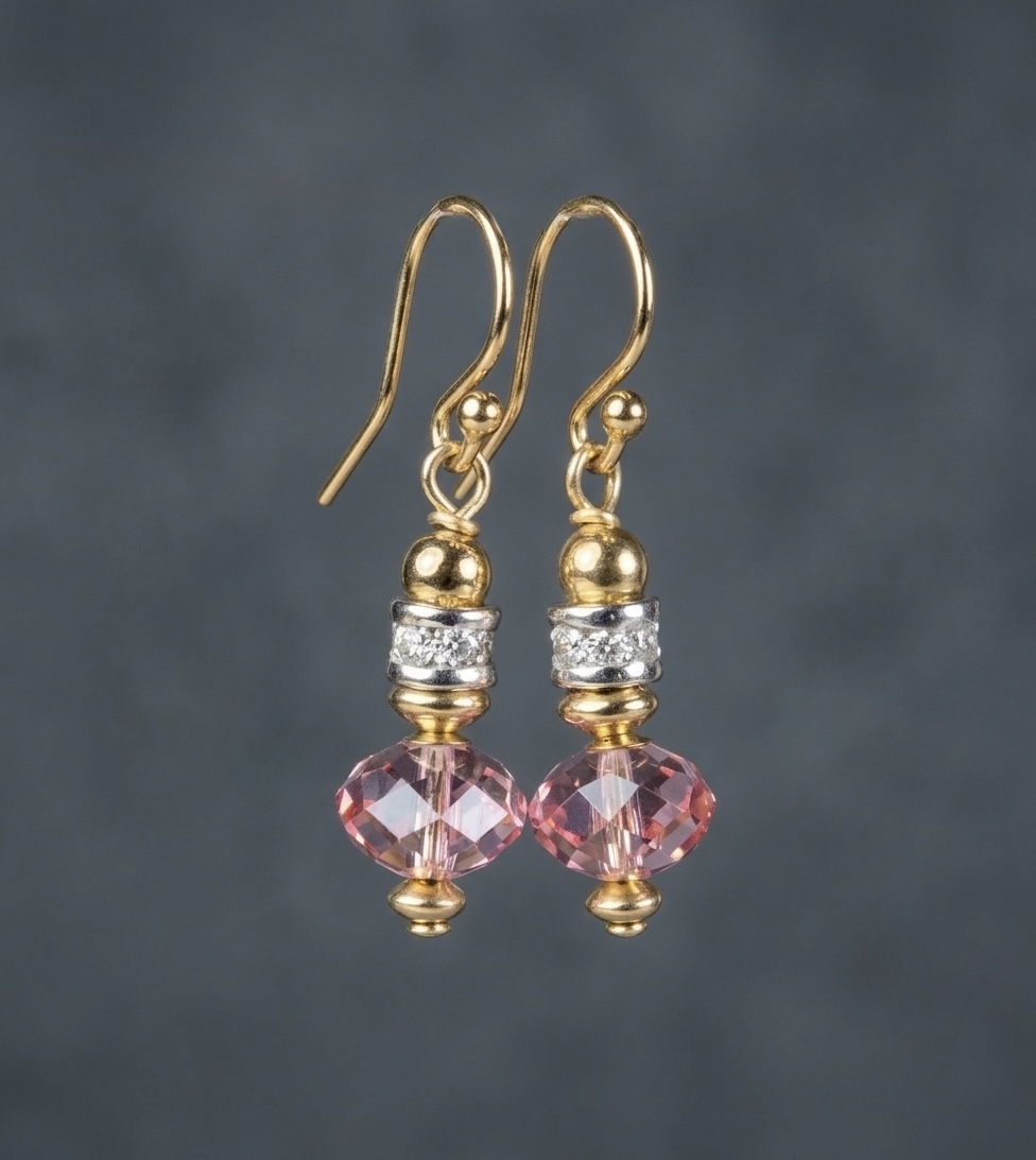 Earrings Austrian Crystal Carla Pink - Image 4