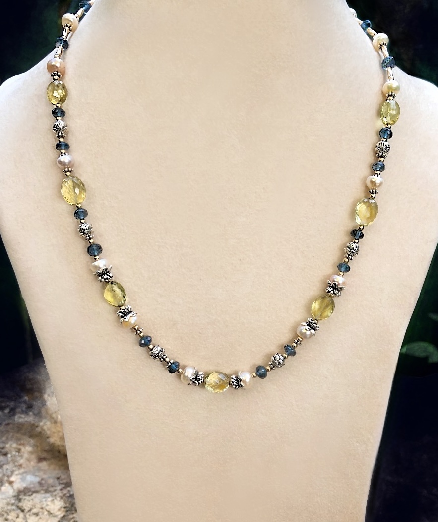 Necklace Gem Citrine and Blue Topaz - Image 4