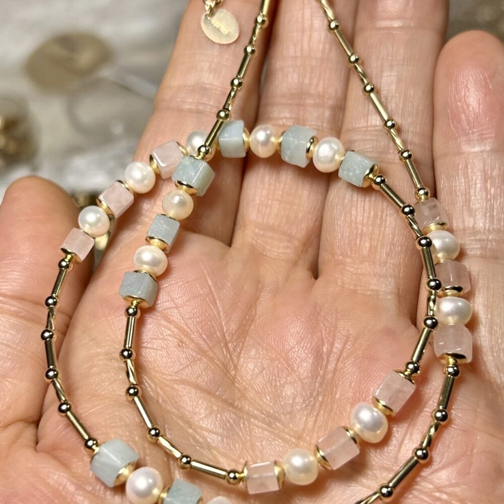 Necklace Gem Amazonite & Pearl