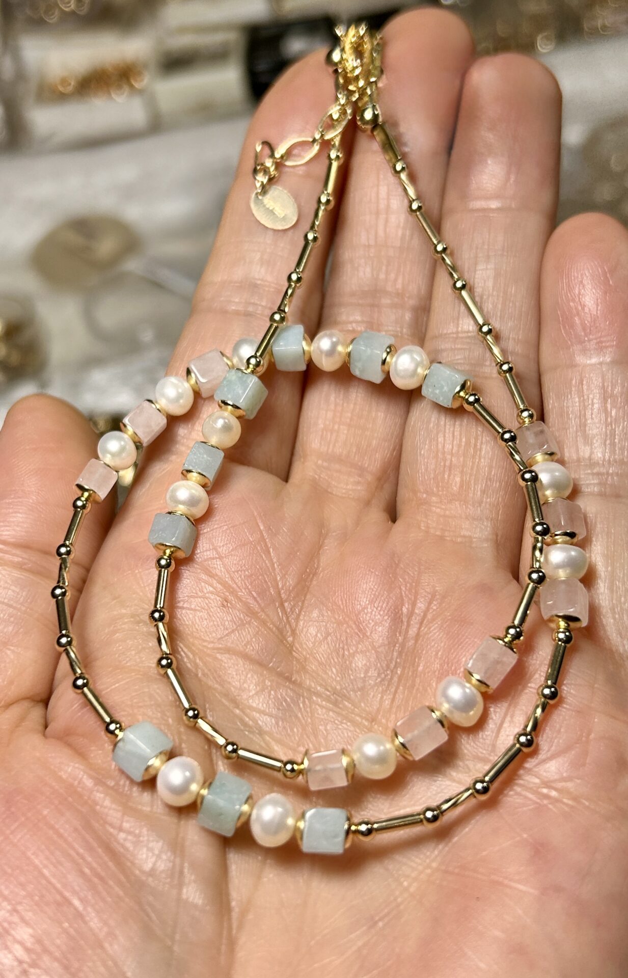 Aquamarine Pearl Necklace