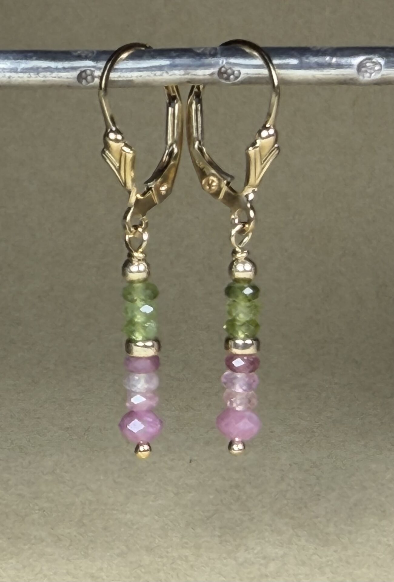 Earrings Tourmaline Jasmine 14K Gold Filled - Image 3