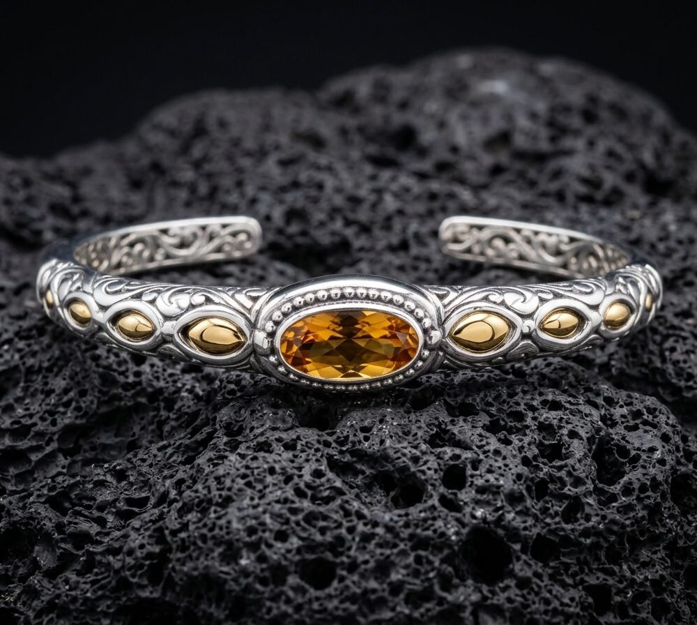 Sterling Silver Amelia Citrine Oval Bangle