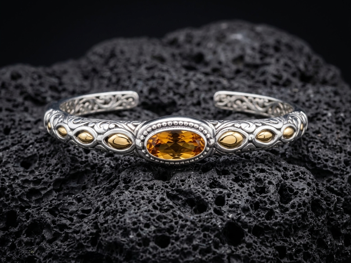 Sterling Silver Amelia Citrine Oval Bangle