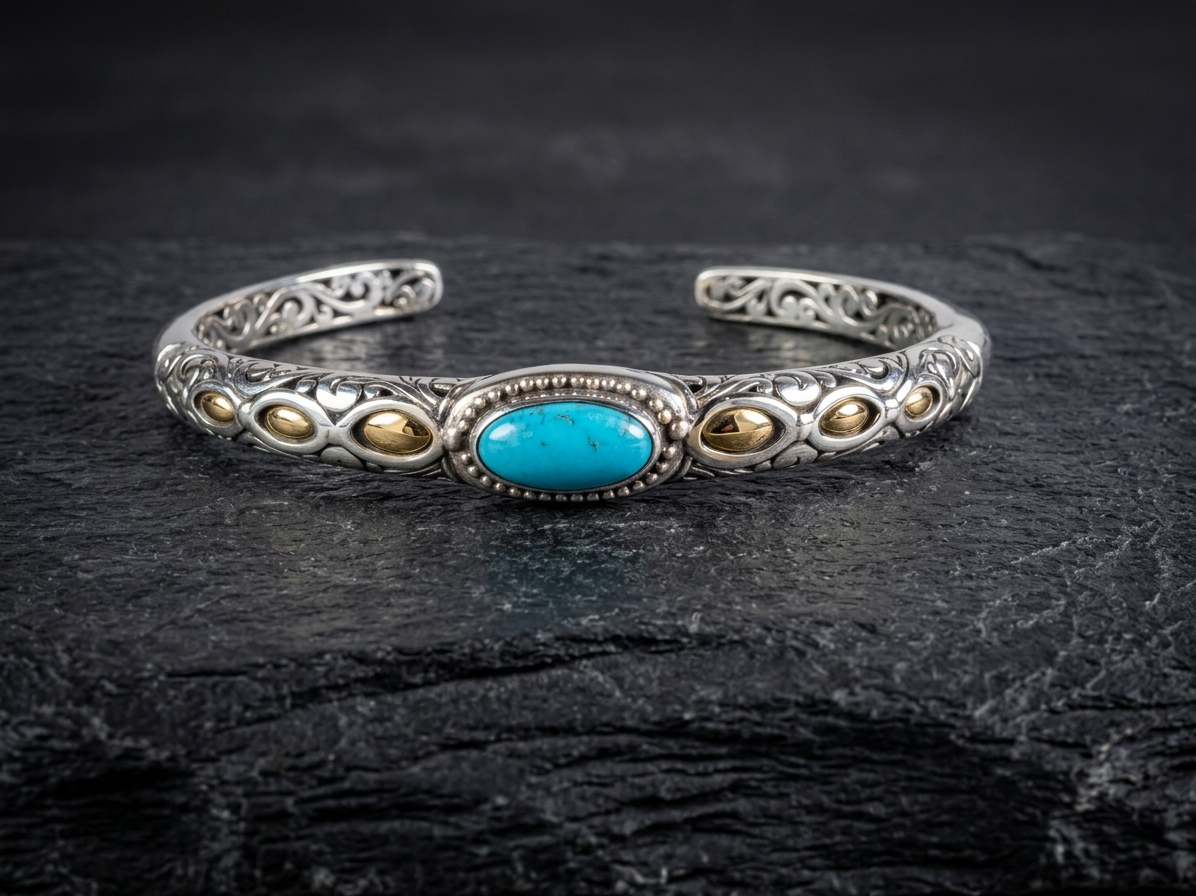 Sterling Silver Amelia Turquoise open-work Bangle