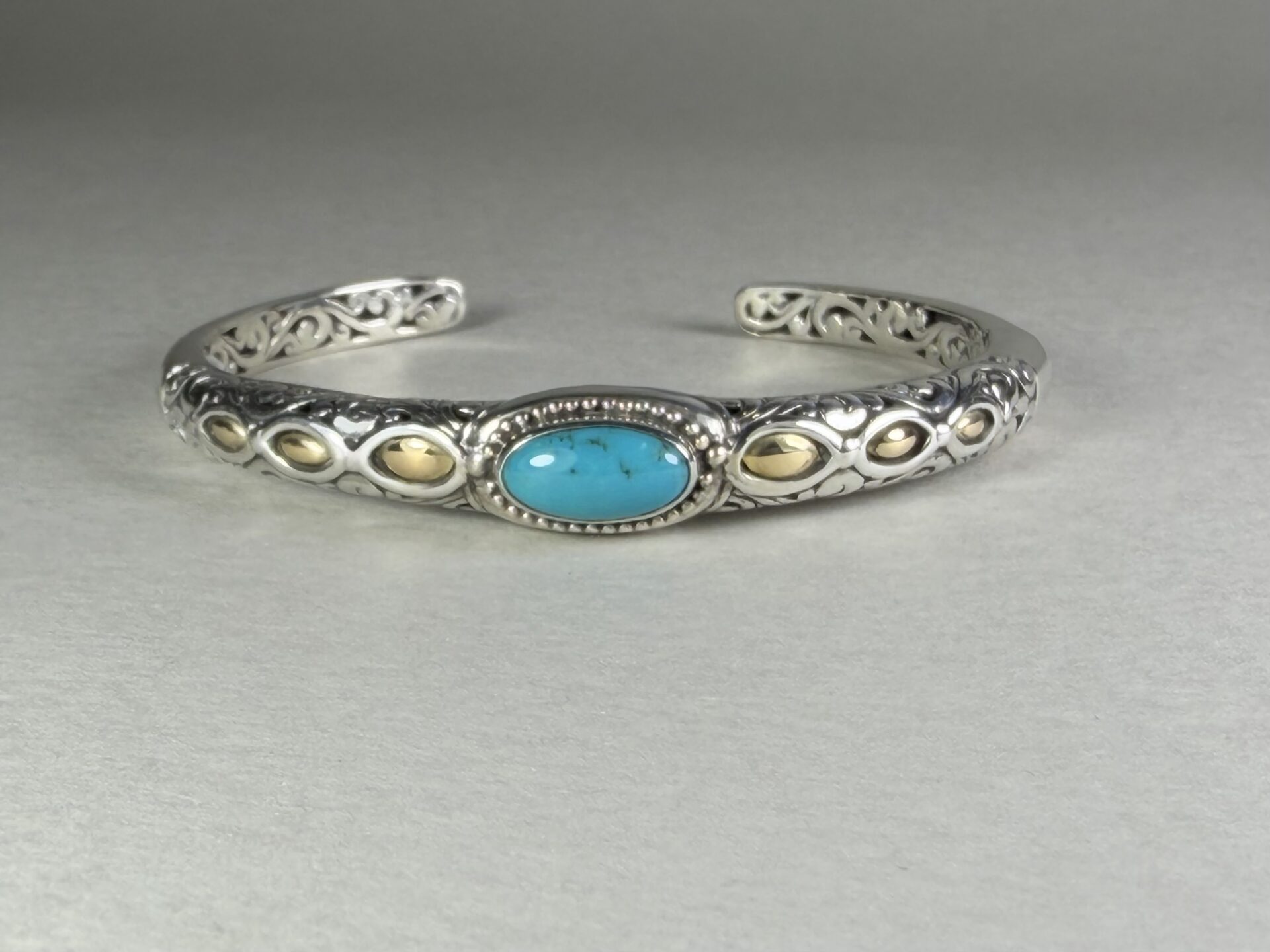 Sterling Silver Amelia Turquoise open-work Bangle - Image 3