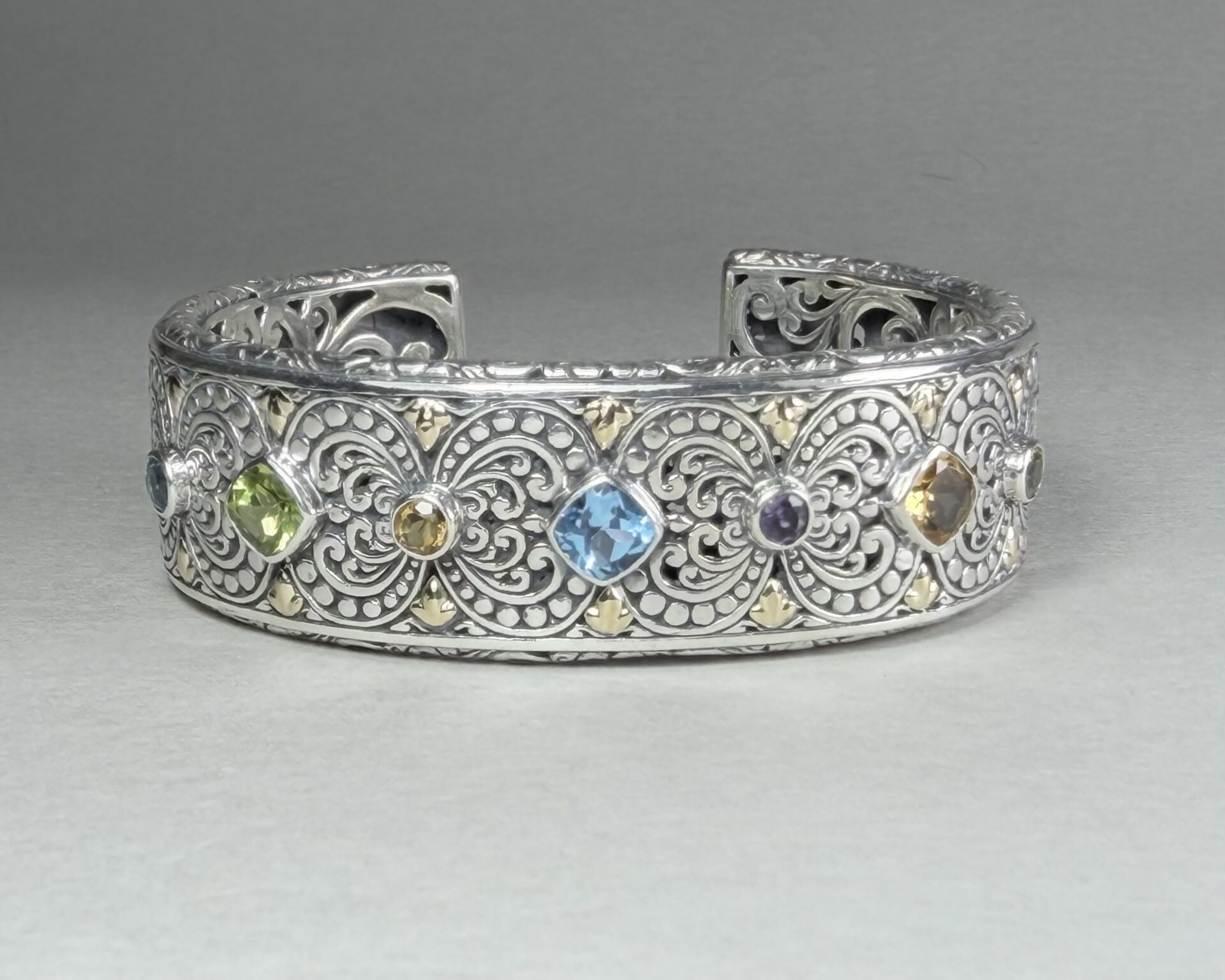Sterling Silver Cassandra Multi Stone Cuff - Image 2